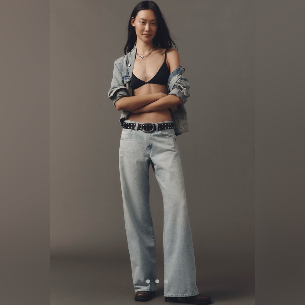 NWT Anthropologie Nordstrom Ag Adriano Goldschmied Adria Low-Rise Wide-Leg Jeans